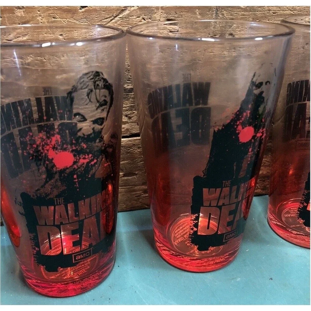 New The Walking Dead Pint‎ Glass Set 4pc 16 oz AMC 2013 Original Box